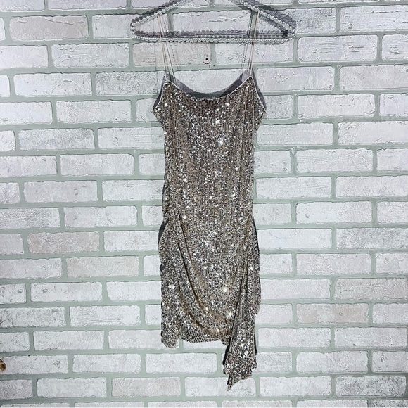 Likely Whitney Champagne Sequin Mini Dress Size 4 - Picture 3 of 10